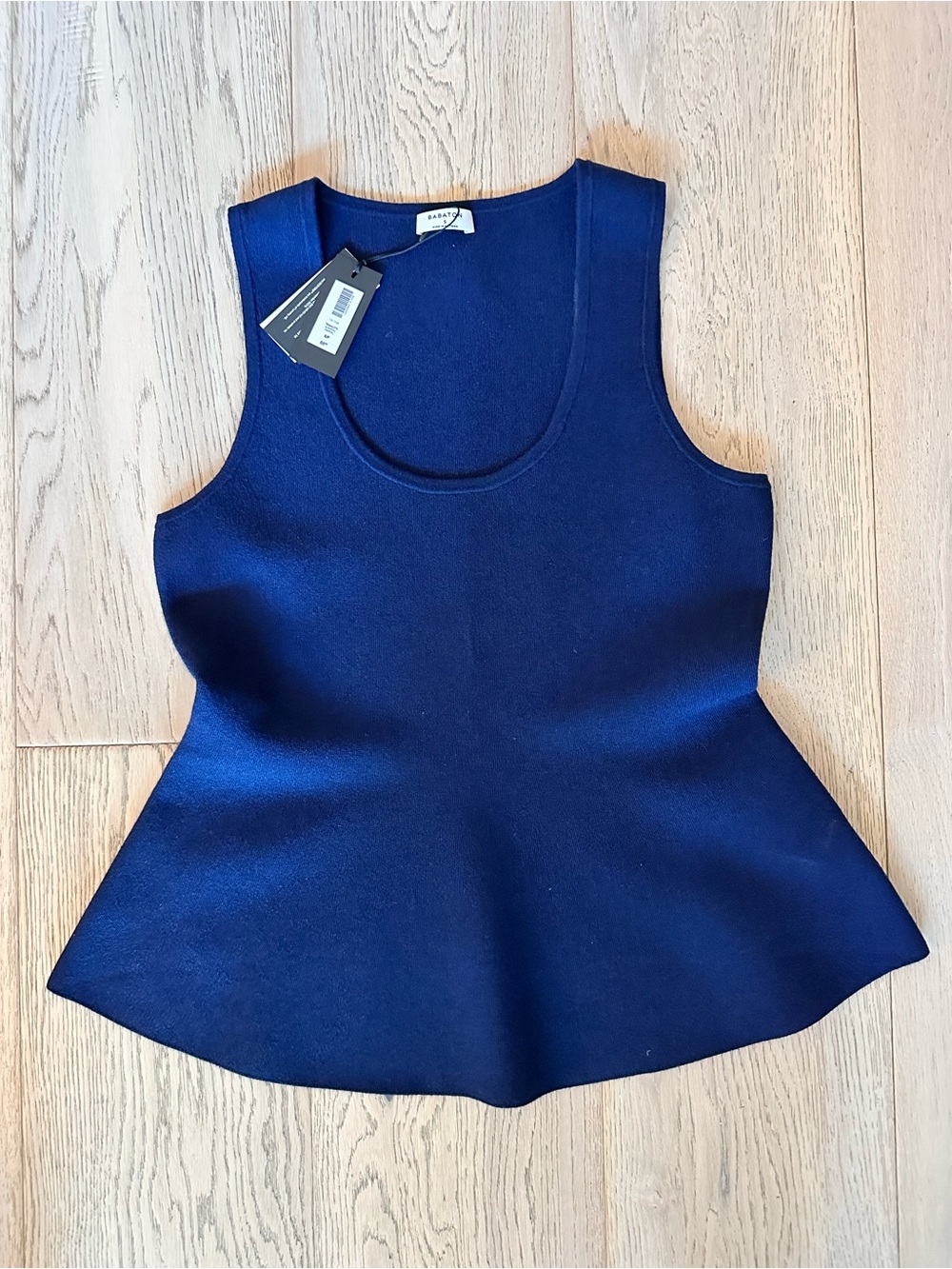 Babaton Navy Peplum Tank Top